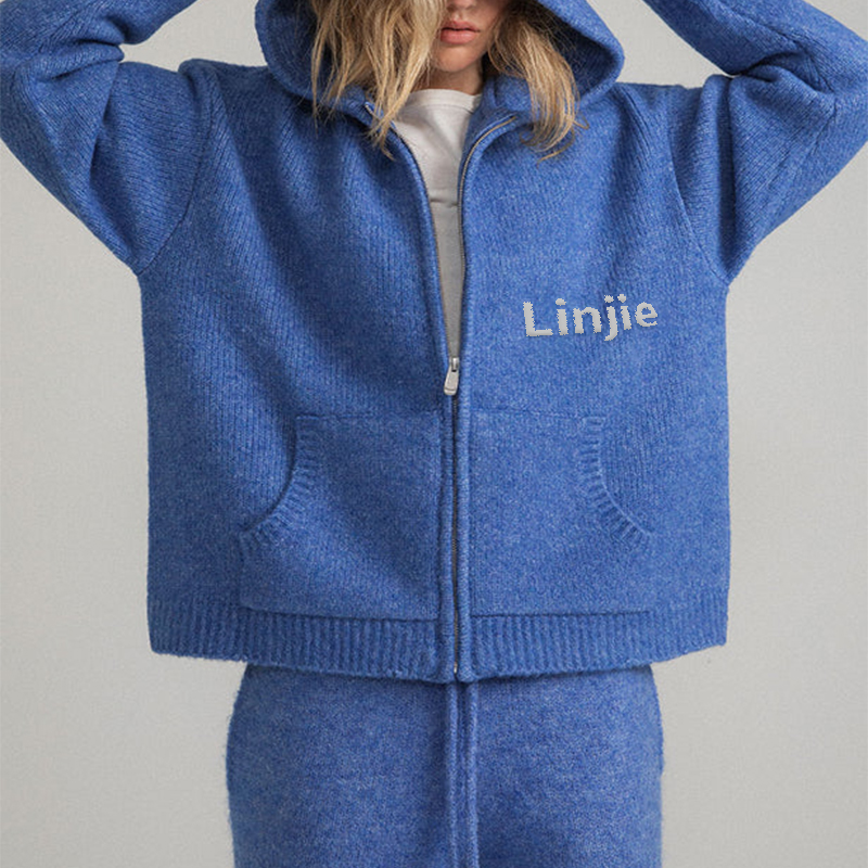 Knit Hoodie and Sweatpants Jogger Set