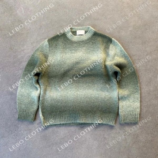 Space Dyed Gradient Furry Mohair Knit Sweater - Image 3