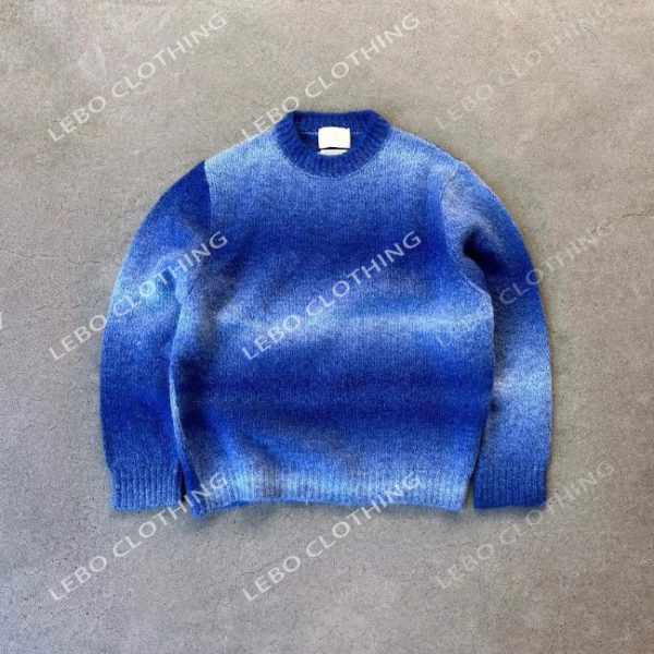 Space Dyed Gradient Furry Mohair Knit Sweater - Image 5