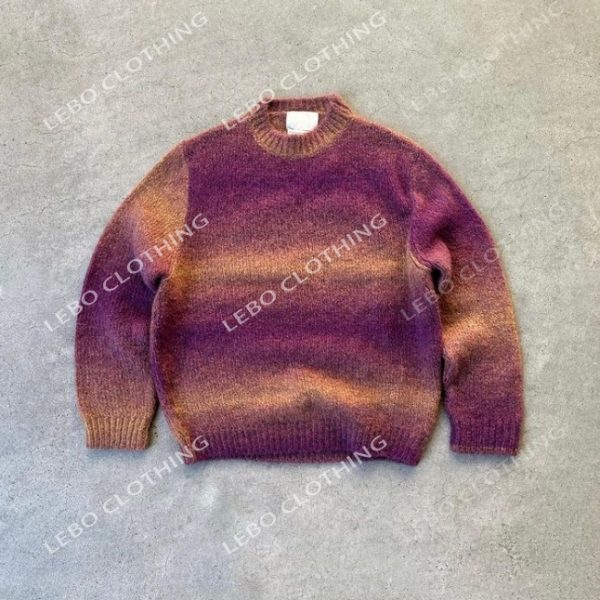 Space Dyed Gradient Furry Mohair Knit Sweater - Image 7