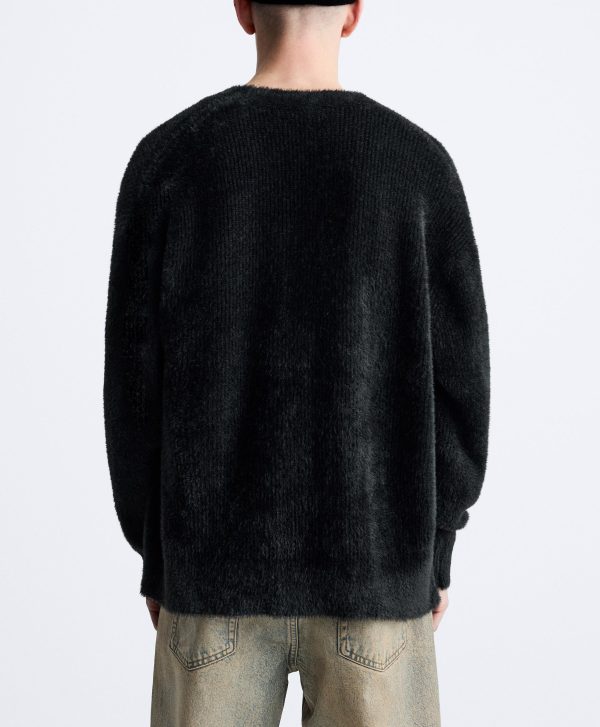 Fluffy Knit Faux Fur Textured Cardigan — изображение 4