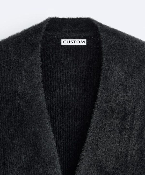 Fluffy Knit Faux Fur Textured Cardigan — изображение 9