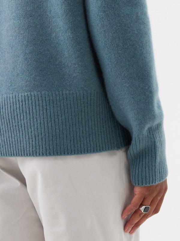 Ribbed Edge Knit Open-Collar Polo Sweater — изображение 4