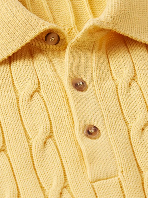 Cable Cotton Knit Polo Sweater — изображение 4