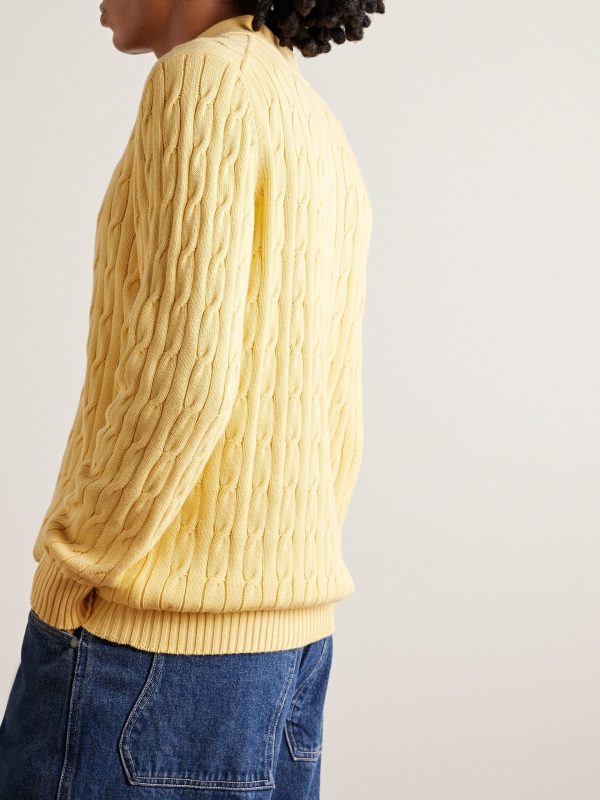 Cable Cotton Knit Polo Sweater — изображение 5