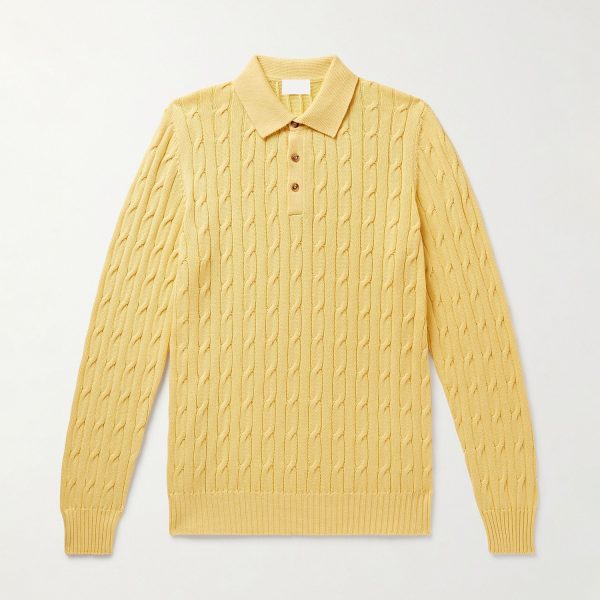 Cable Cotton Knit Polo Sweater — изображение 6