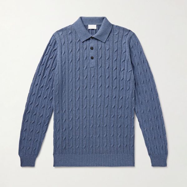Cable Cotton Knit Polo Sweater — изображение 8