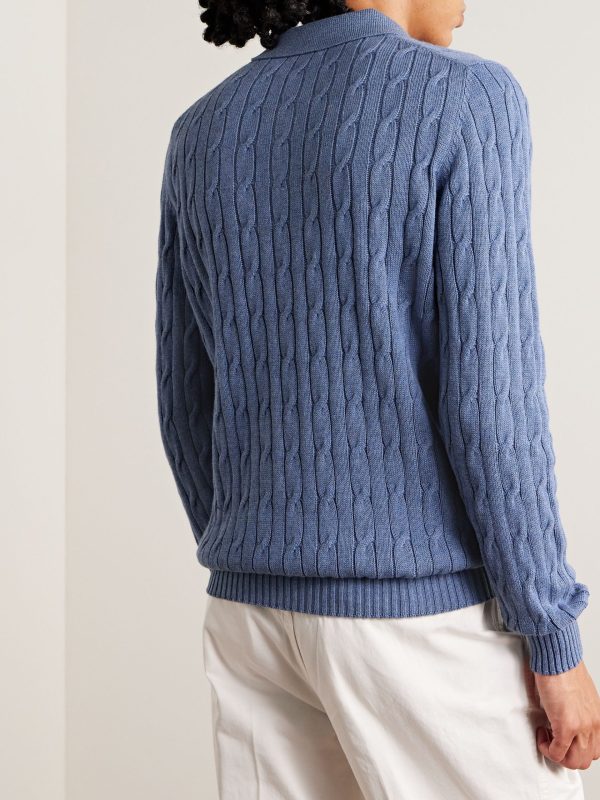 Cable Cotton Knit Polo Sweater — изображение 9