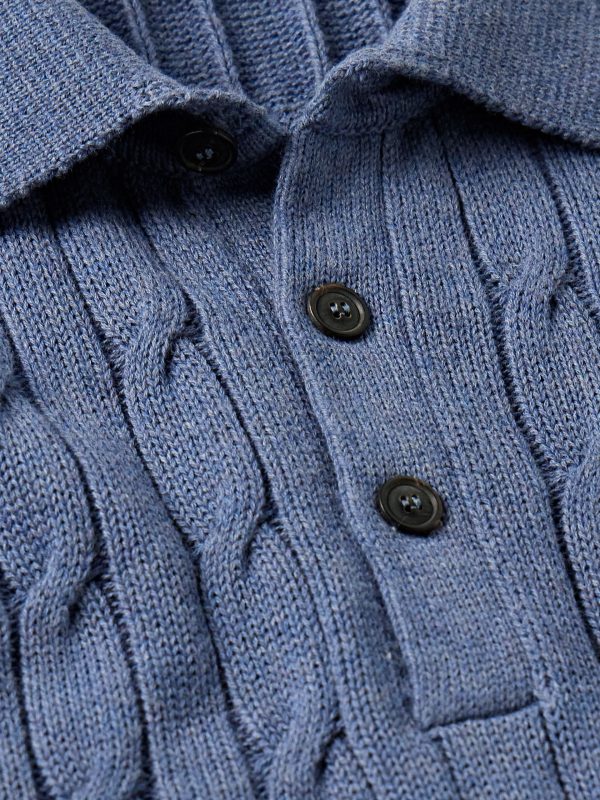 Cable Cotton Knit Polo Sweater — изображение 10