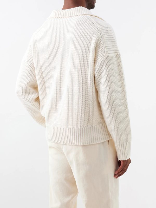Ribbed Long-Sleeve Polo Sweater — изображение 5