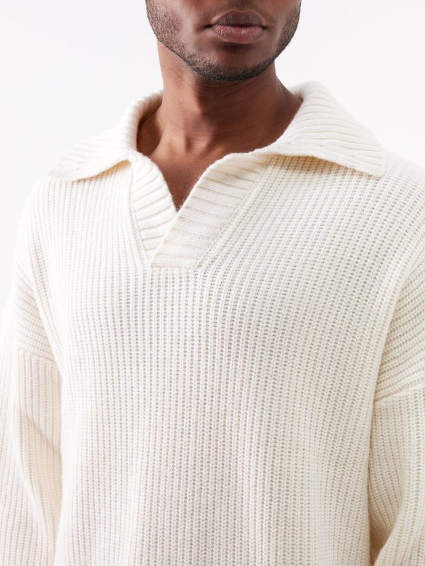 Ribbed Long-Sleeve Polo Sweater — изображение 4