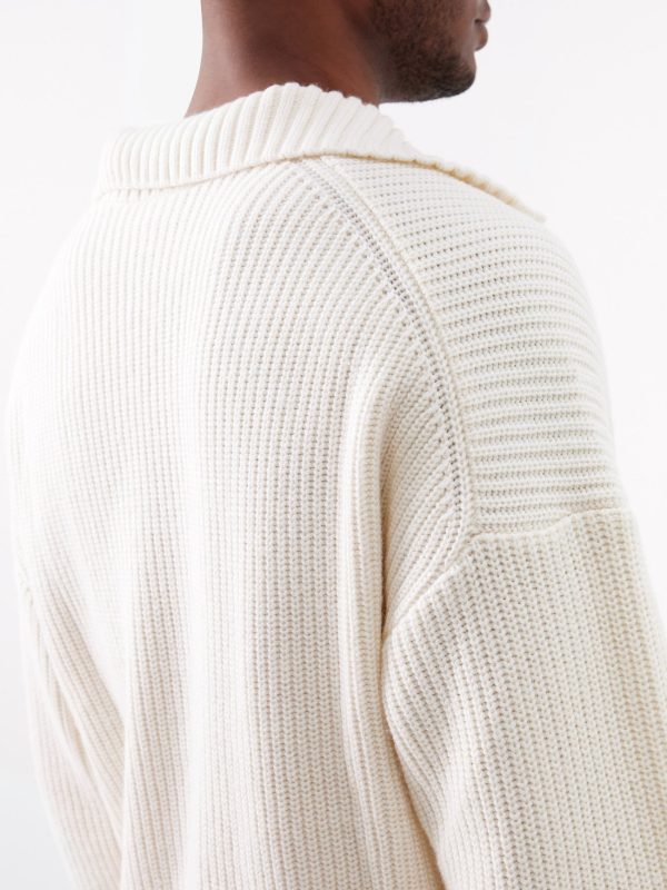 Ribbed Long-Sleeve Polo Sweater — изображение 6