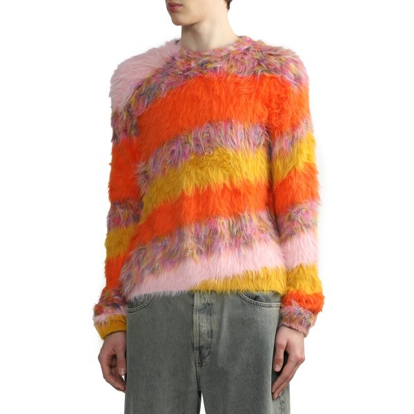 Mohair Fluffy Colorful Fuzzy Striped Faux Fur Sweater — изображение 4