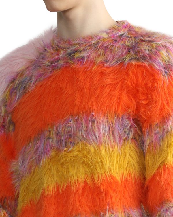Mohair Fluffy Colorful Fuzzy Striped Faux Fur Sweater — изображение 5