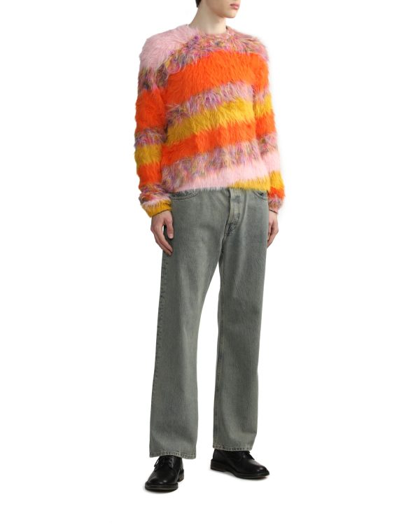 Mohair Fluffy Colorful Fuzzy Striped Faux Fur Sweater — изображение 7