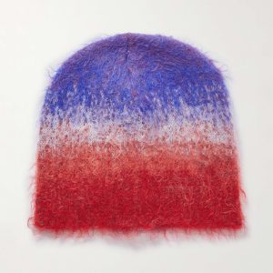 Gradient Mohair Beanie Knit Winter Hat