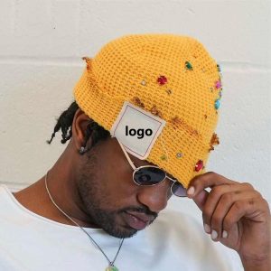 Distressed Rhinestone Beanie
