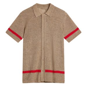 Merino Wool Cardigan Knit Shirt Men