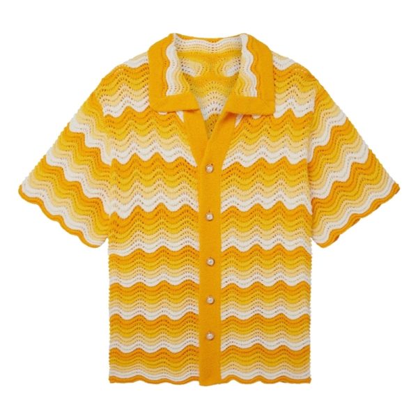 Wavy Gradient Crochet Shirt