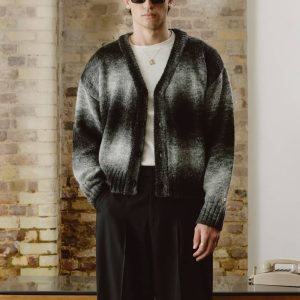 Gradient Striped Cardigan Sweater