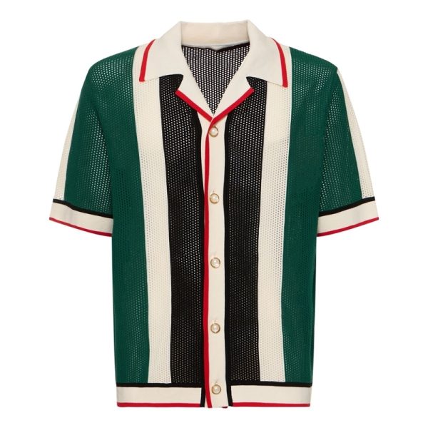 Striped Crochet Shirt Men