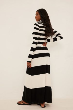 Black White Striped Sweater Dress