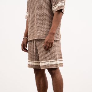 Striped Crochet Knitted Shorts