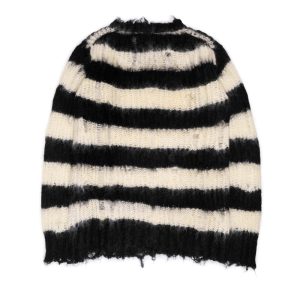 Distressed Striped Mohair Sweater