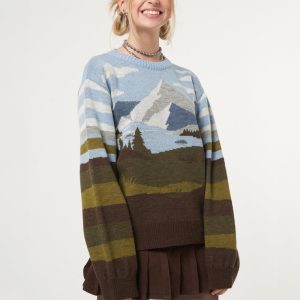 Mountain Print Sweater Women