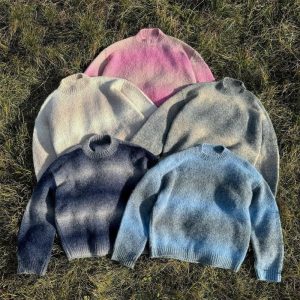 Gradient Alpaca Faded Striped Sweater Men