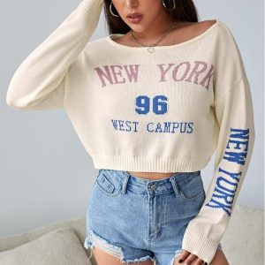 Jacquard Cropped Sweater Women