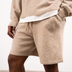 Fluffy Knit Emblem Shorts