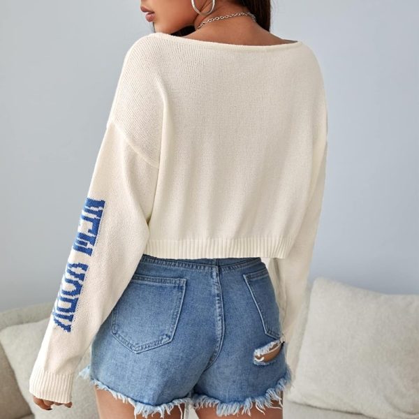⁦Jacquard Cropped Sweater Women⁩ - الصورة ⁦3⁩