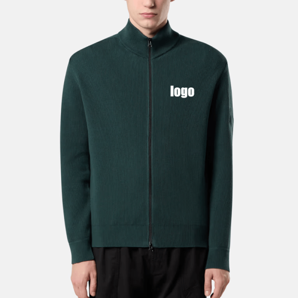 Ribbed Knit Zip Up Cardigam