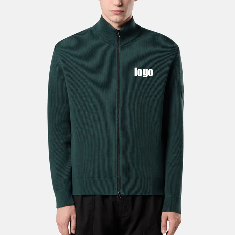 Ribbed Knit Zip Up Cardigam