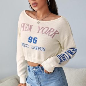 Jacquard Cropped Sweater Women