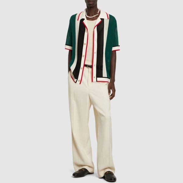 Striped Crochet Shirt Men - Image 2