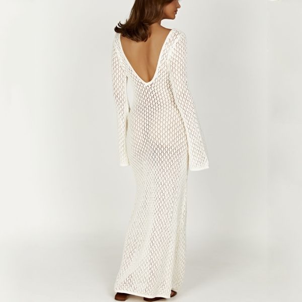 Crochet Fishtail Flare Sleeve Maxi Dress — изображение 2