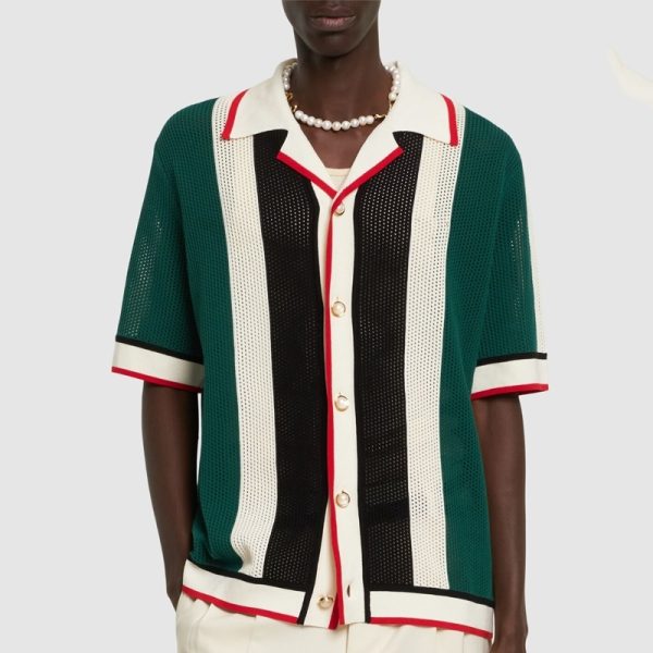 Striped Crochet Shirt Men