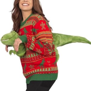 3D T-Rex Plushie Ugly Christmas Sweater