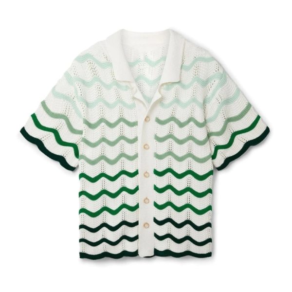 Wavy Gradient Crochet Shirt