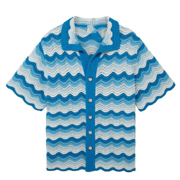 Wavy Gradient Crochet Shirt