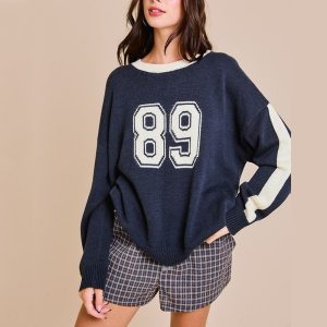 Navy Varsity Sweater Women