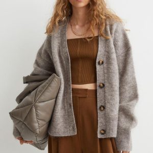 Mohair Cardigan Women Coat