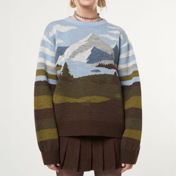 Mountain Print Sweater Women