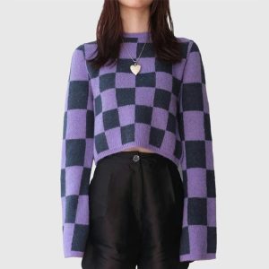 Check Mohair Sweater Women
