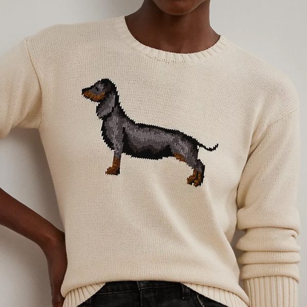 ⁦Intarsia Knit Dachshund Sweater⁩ - الصورة ⁦3⁩