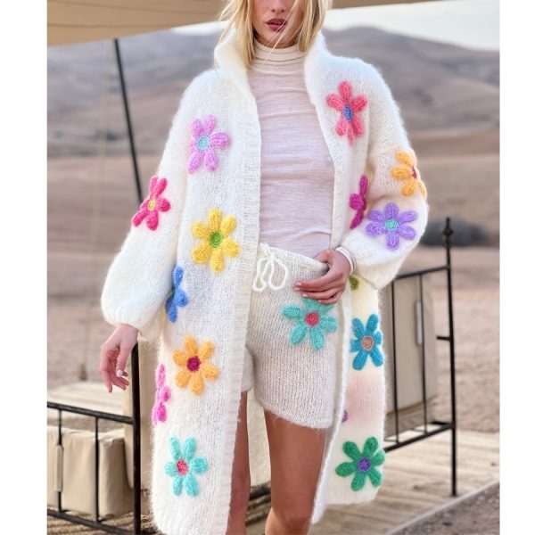 Flower Embroidery Mohair Cardigan — изображение 3