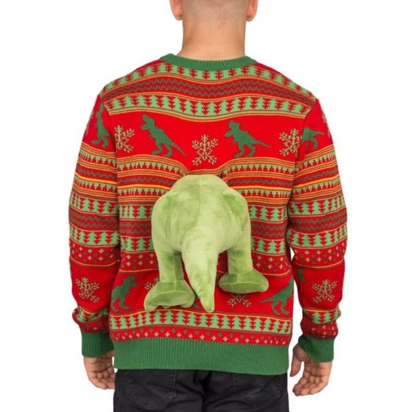 3D T-Rex Plushie Ugly Christmas Sweater — изображение 4