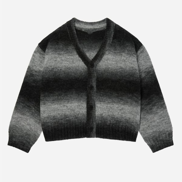 Gradient Striped Cardigan Sweater